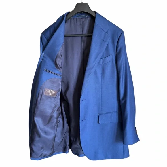 SuitSupply Havana Flap Wool Blazer 44R Blue VBC Quiet Luxury